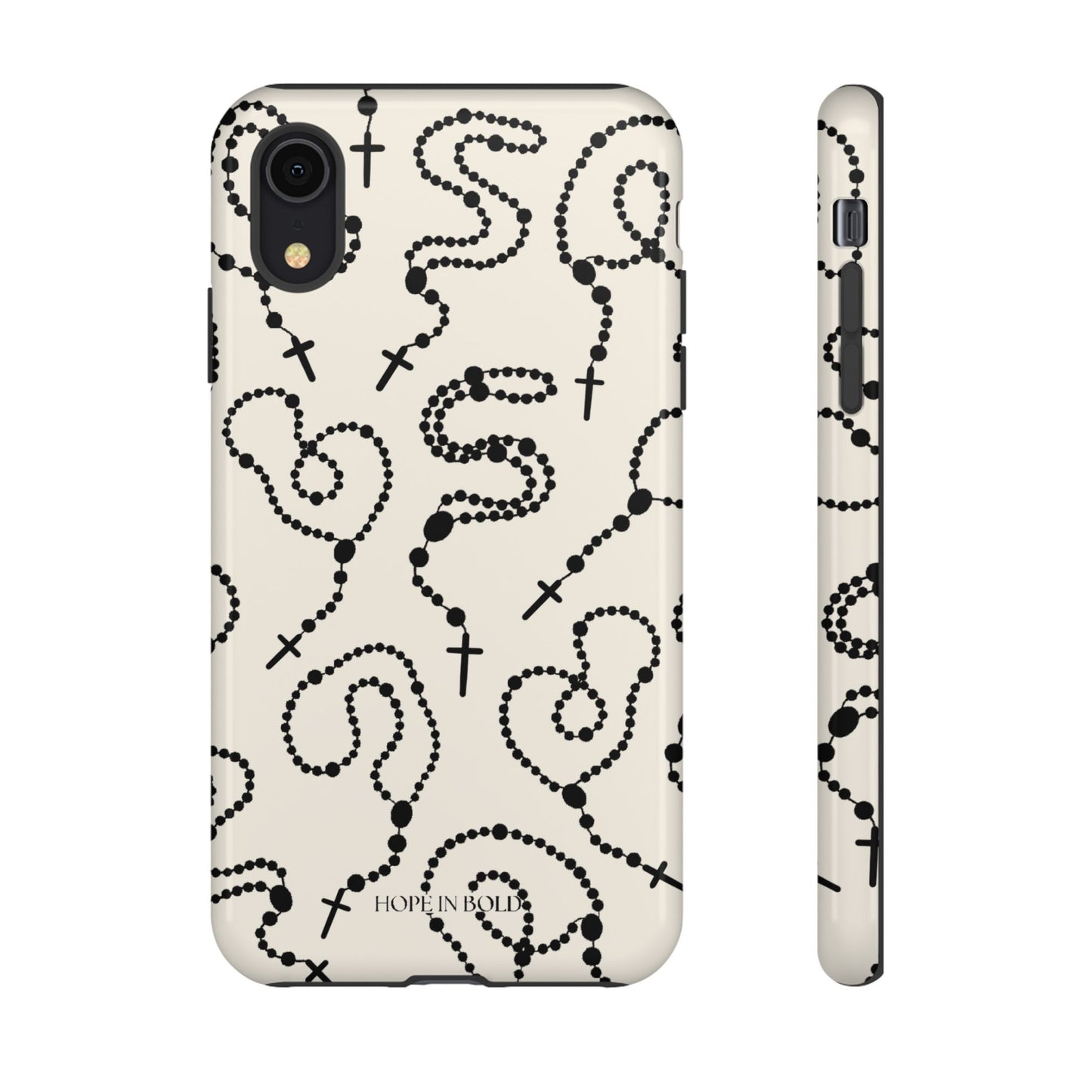 Rosary Phone Case in Ecru/Black