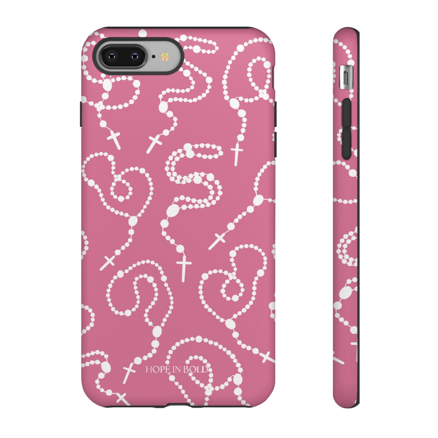 Rosary Phone Case in Pink/Ecru