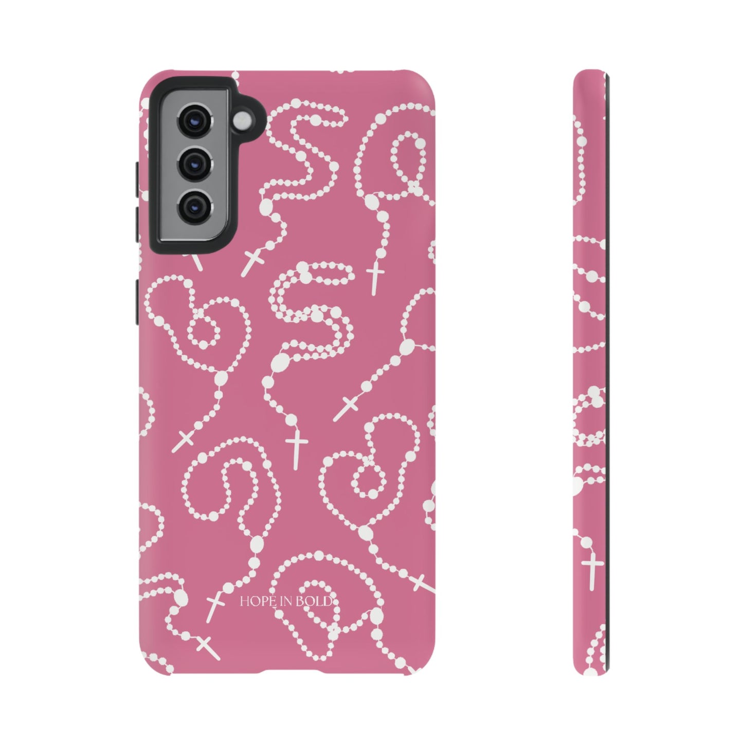 Rosary Phone Case in Pink/Ecru