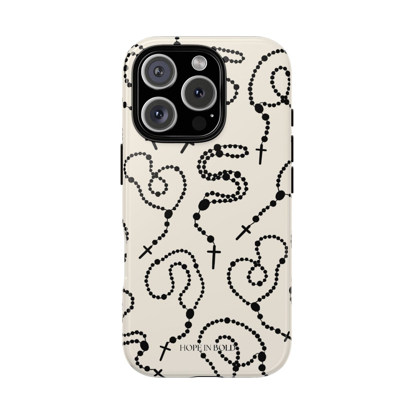 Rosary Phone Case in Ecru/Black
