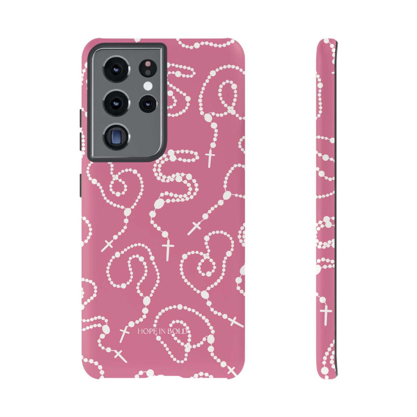 Rosary Phone Case in Pink/Ecru