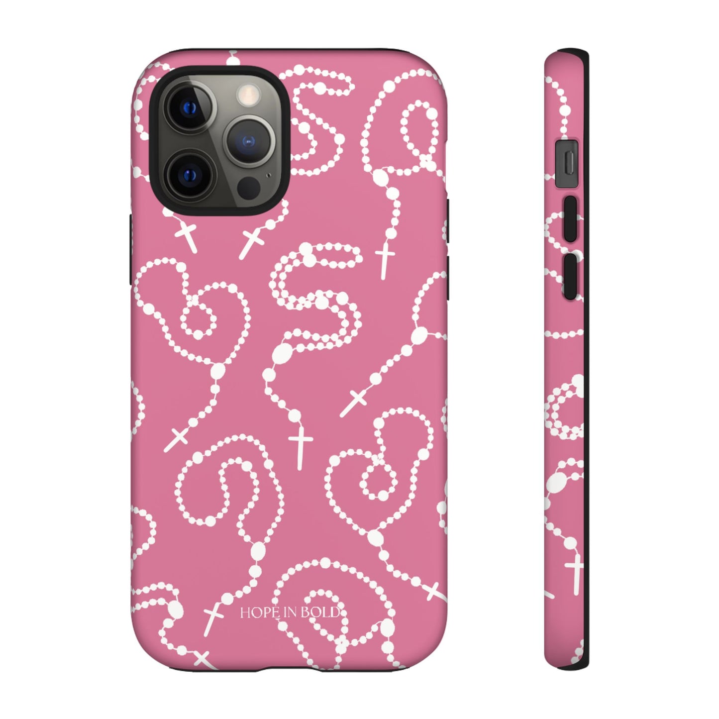Rosary Phone Case in Pink/Ecru