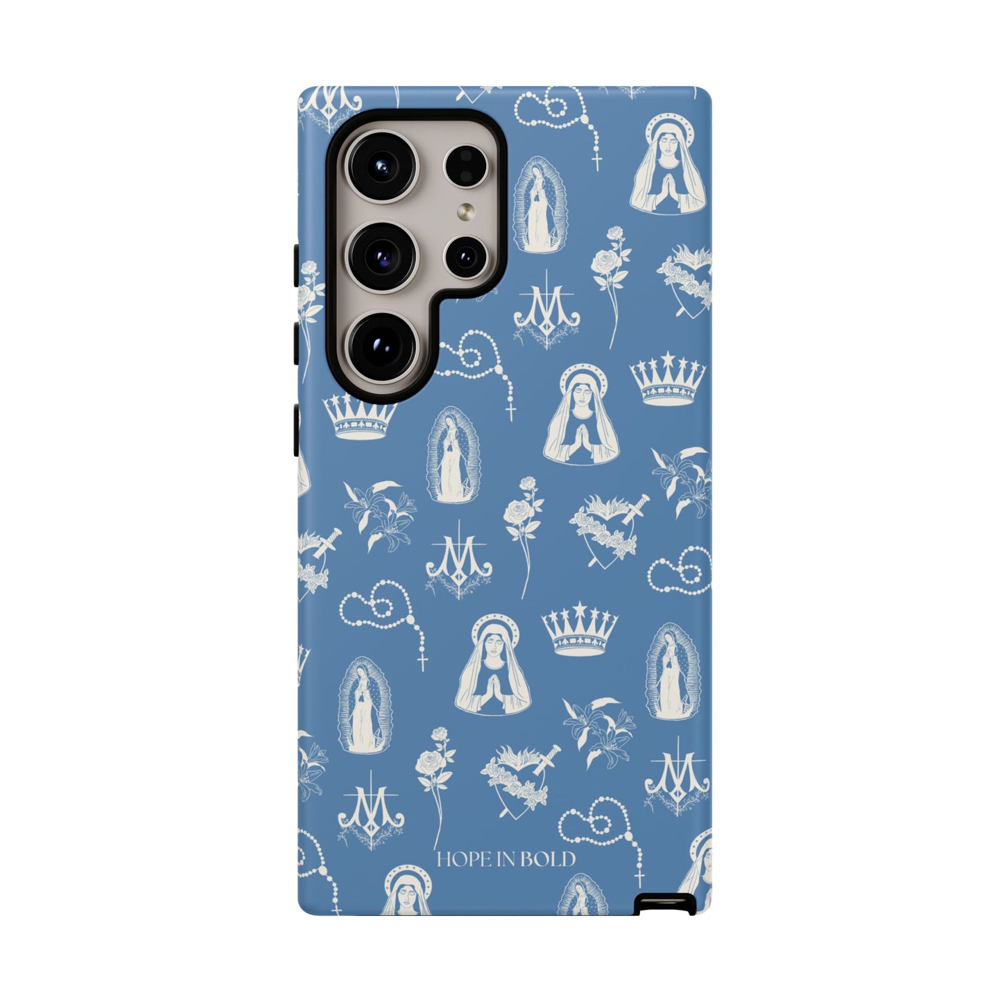 Virgin Mary Toile Phone Case in Sky/Ecru