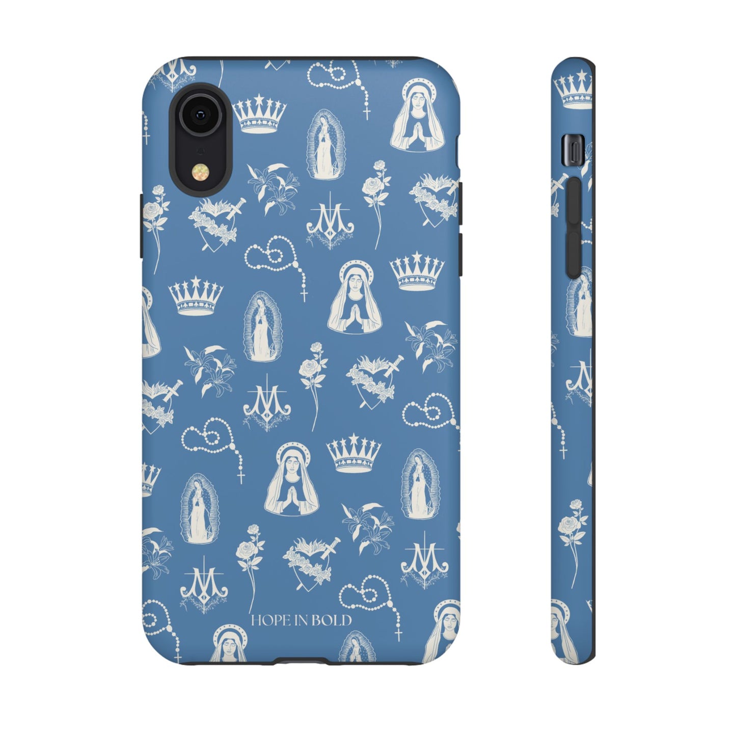 Virgin Mary Toile Phone Case in Sky/Ecru