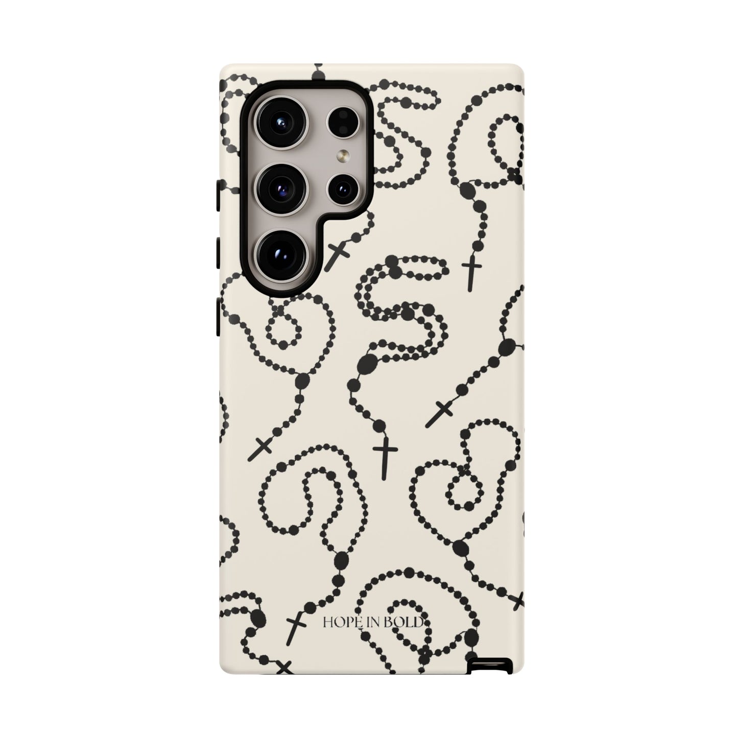 Rosary Phone Case in Ecru/Black