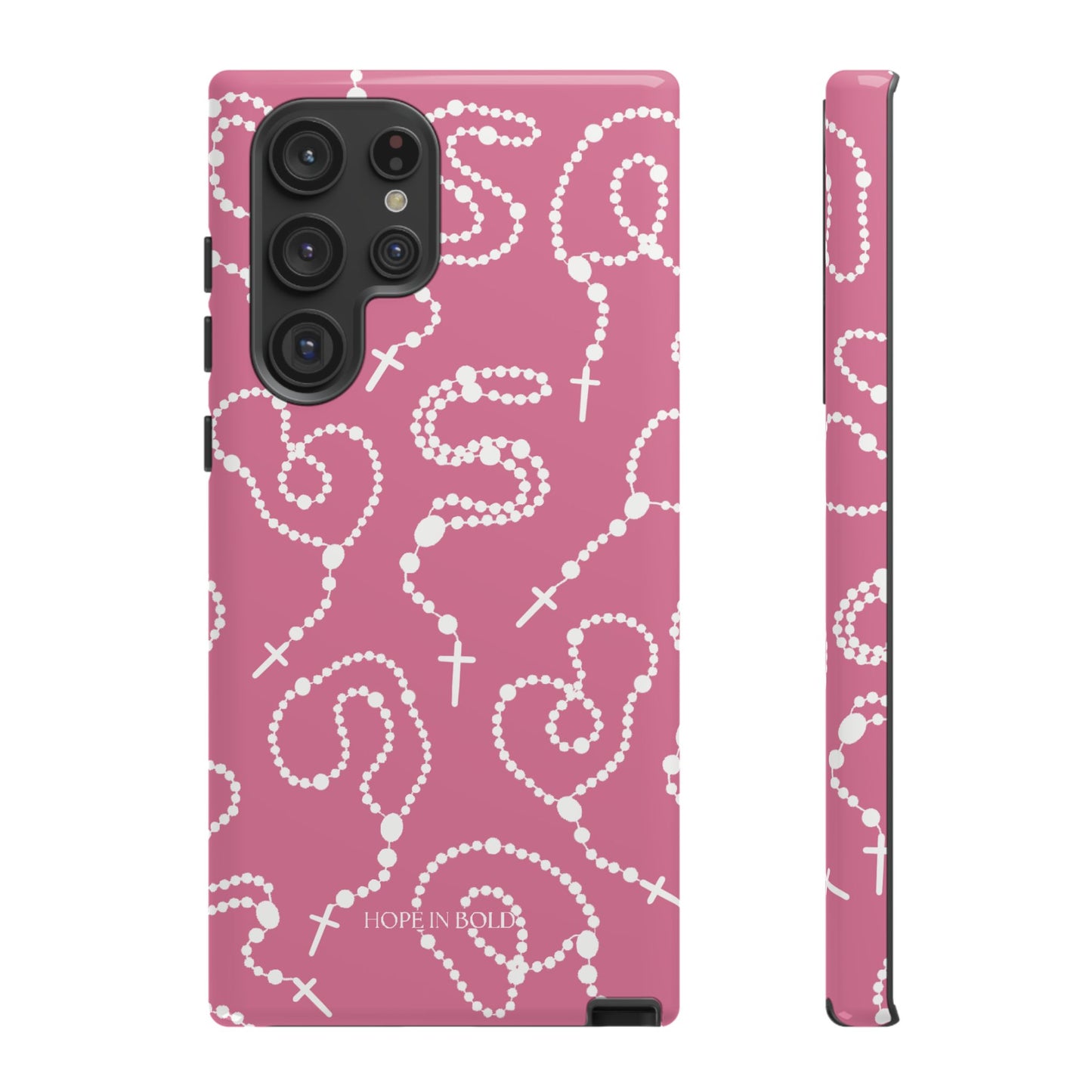 Rosary Phone Case in Pink/Ecru
