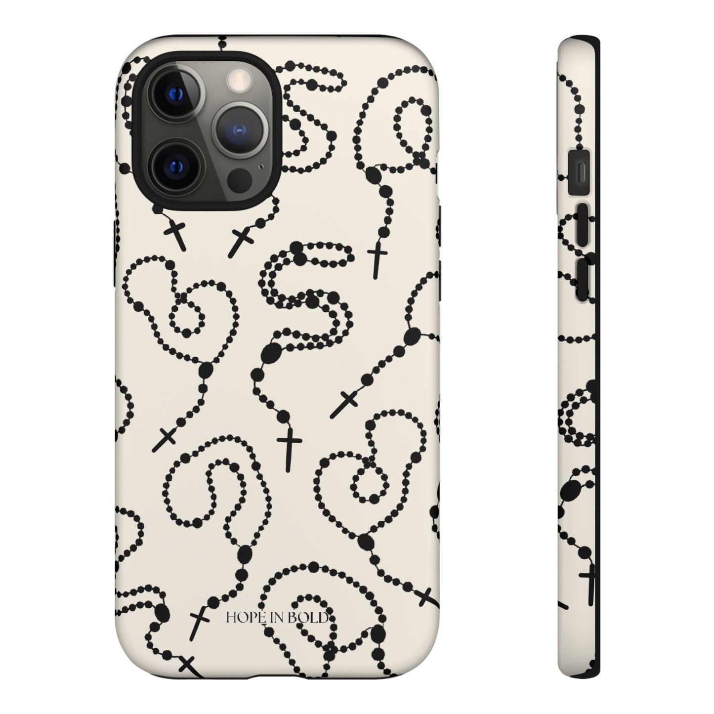 Rosary Phone Case in Ecru/Black