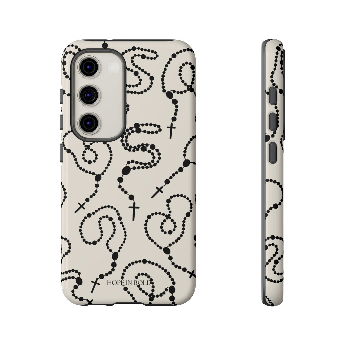 Rosary Phone Case in Ecru/Black