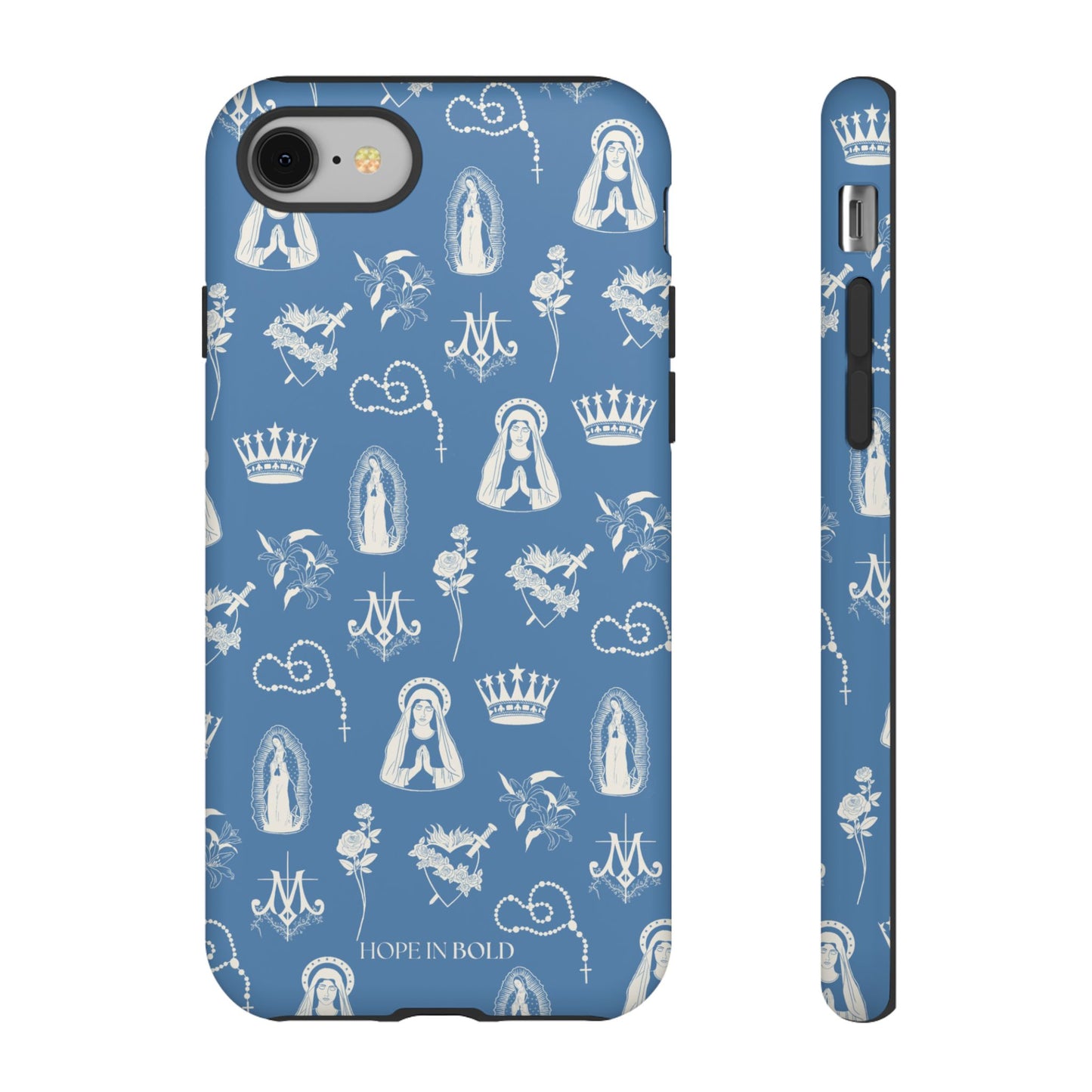 Virgin Mary Toile Phone Case in Sky/Ecru