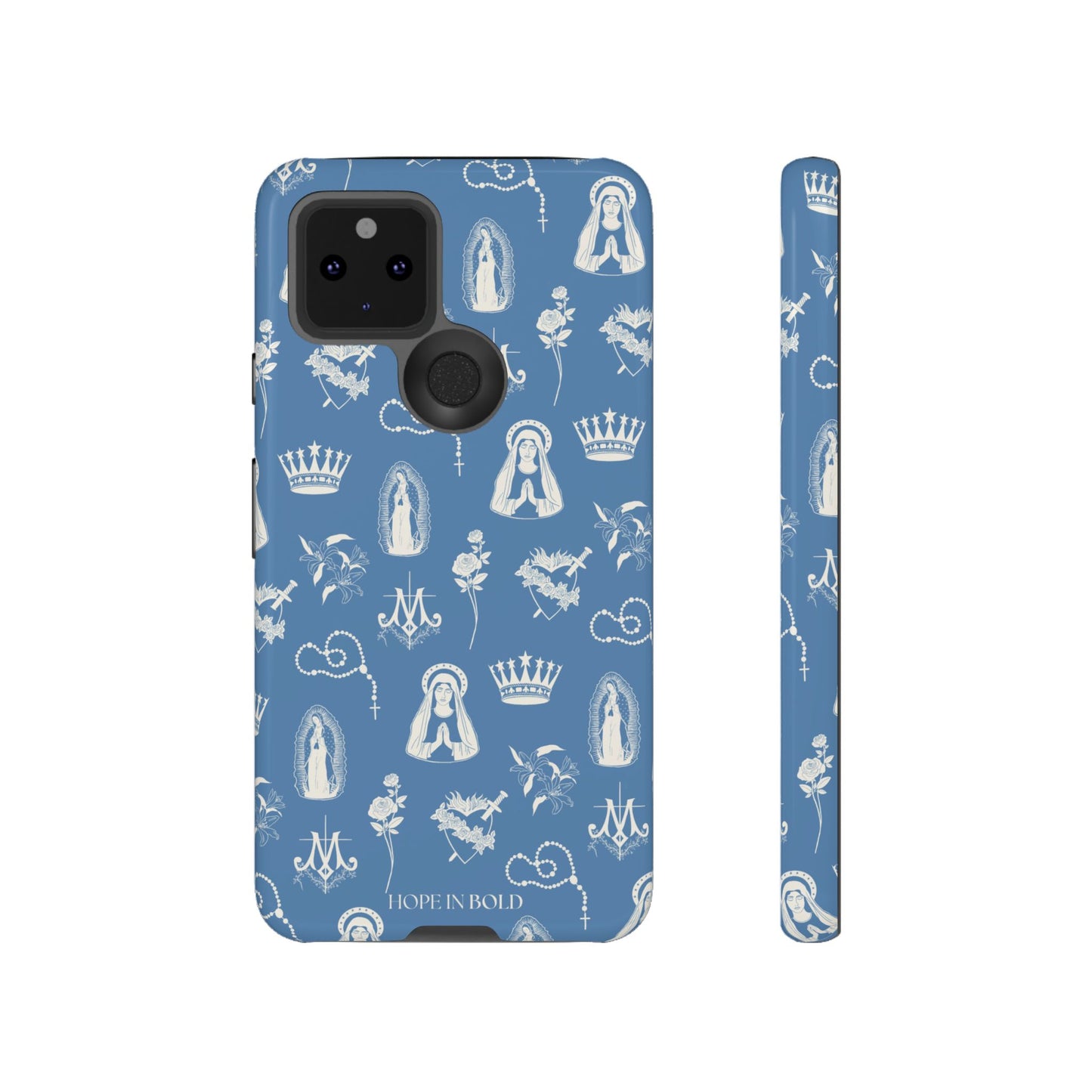 Virgin Mary Toile Phone Case in Sky/Ecru