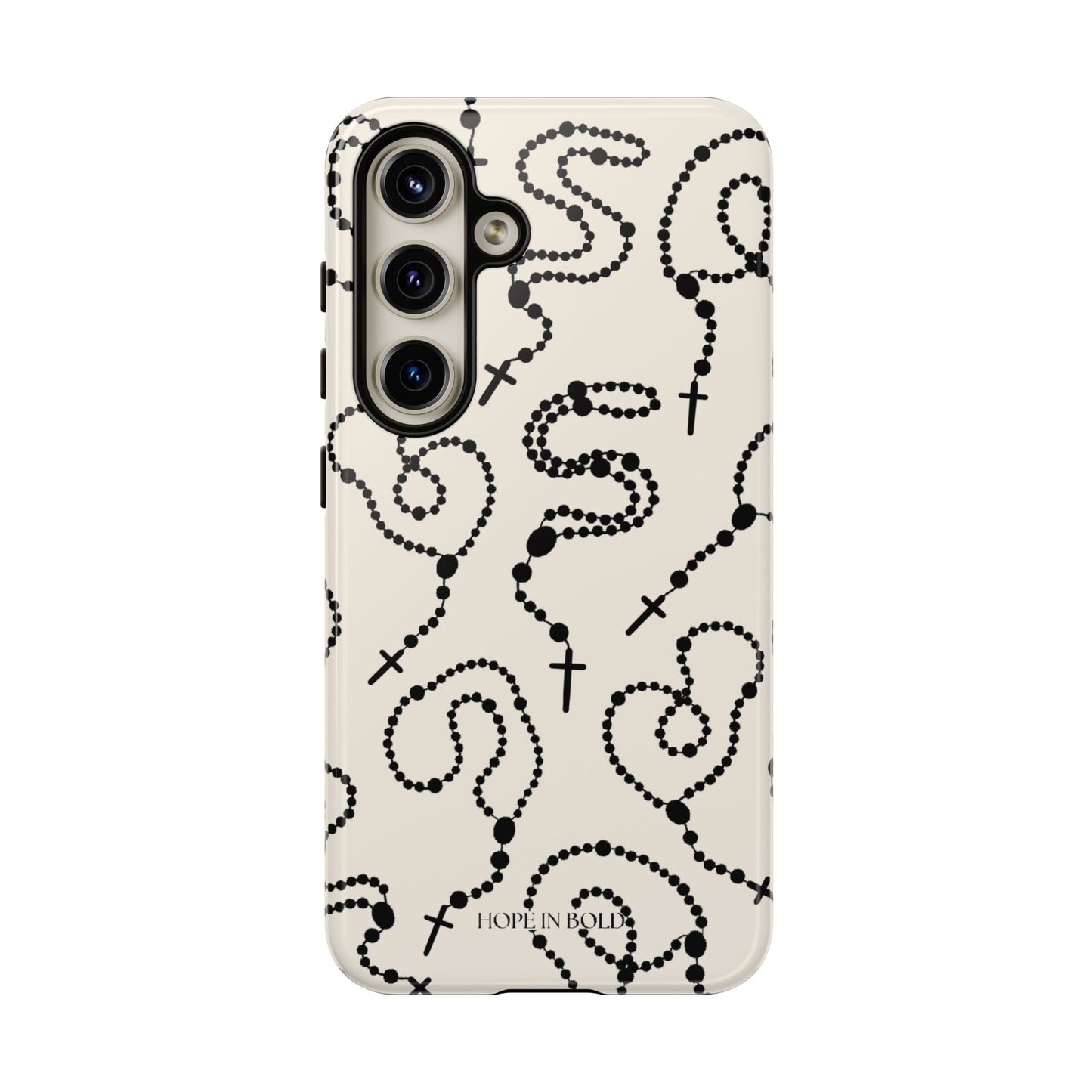 Rosary Phone Case in Ecru/Black