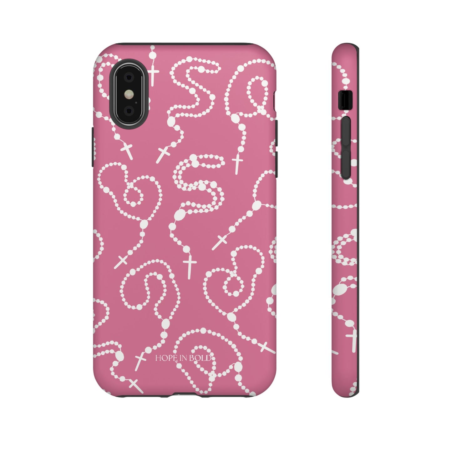 Rosary Phone Case in Pink/Ecru