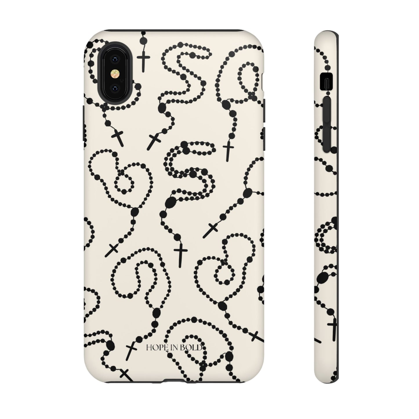 Rosary Phone Case in Ecru/Black