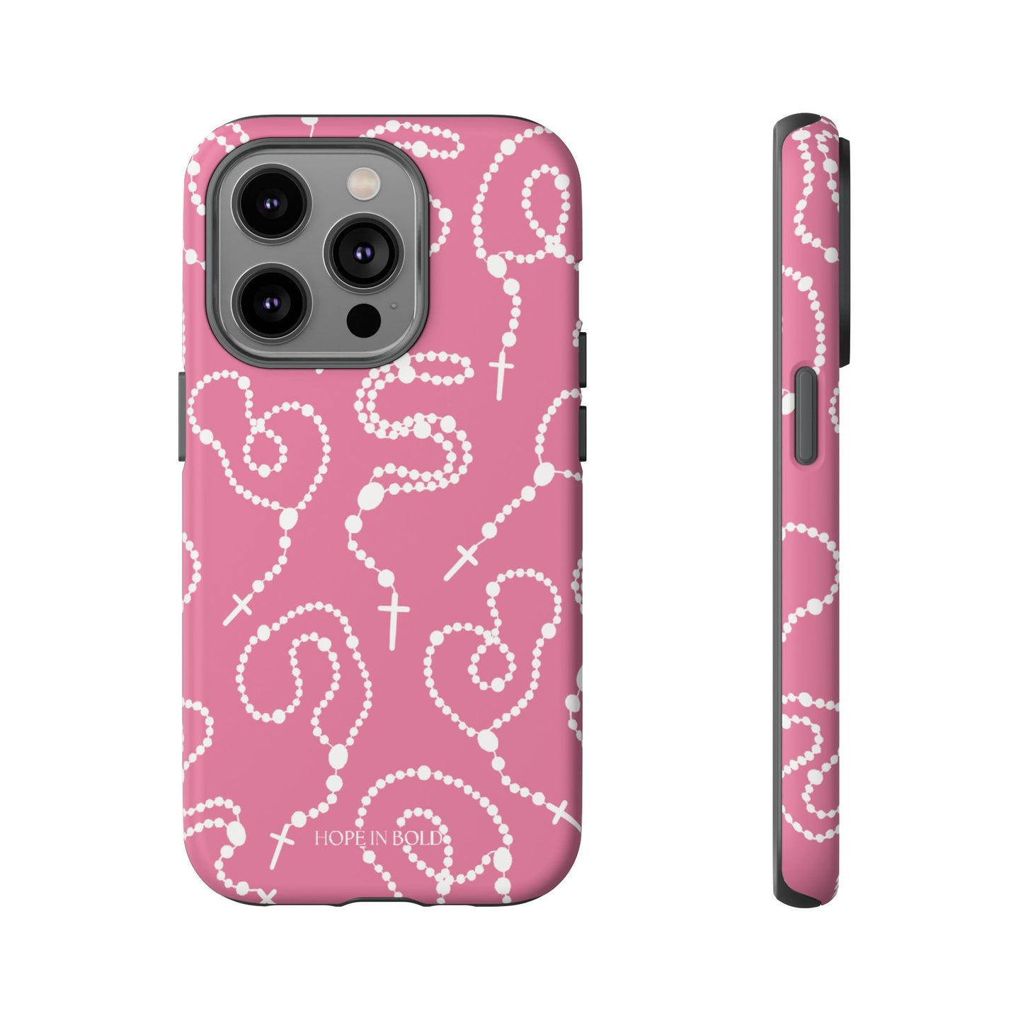 Rosary Phone Case in Pink/Ecru