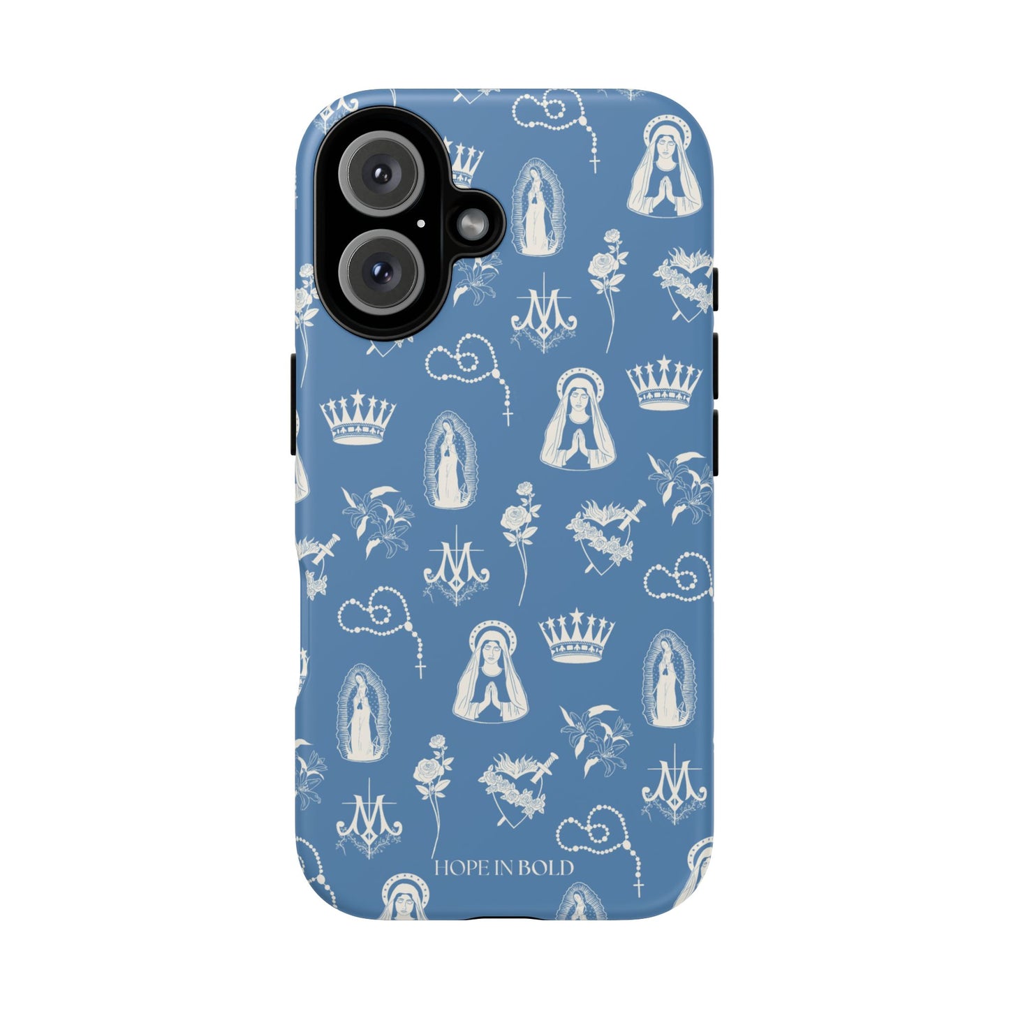 Virgin Mary Toile Phone Case in Sky/Ecru