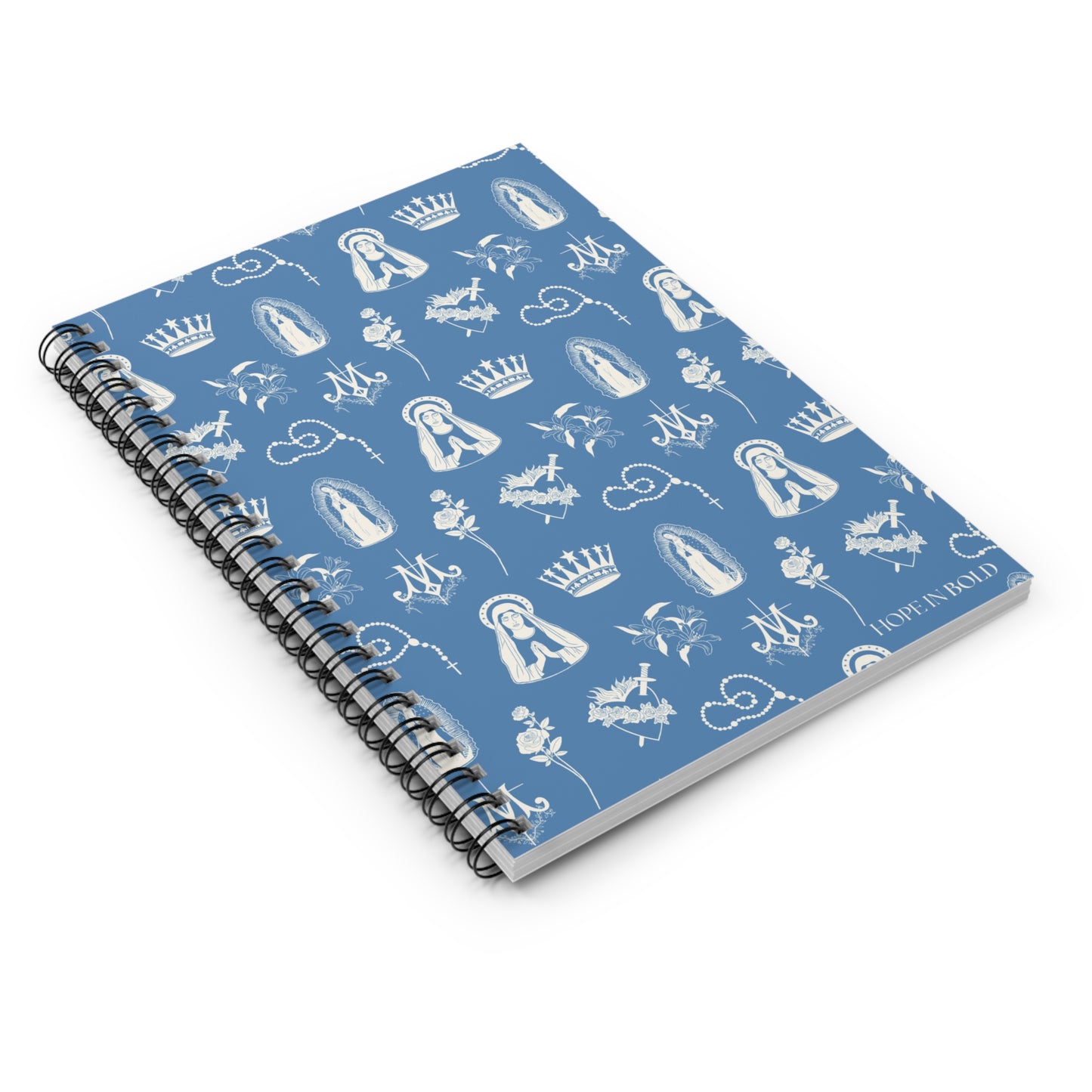 Virgin Mary Toile Spiral Notebook in Sky/Ecru