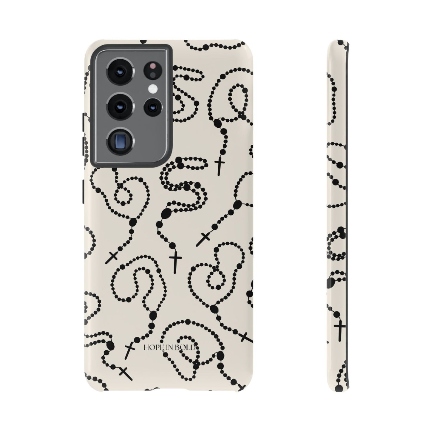 Rosary Phone Case in Ecru/Black