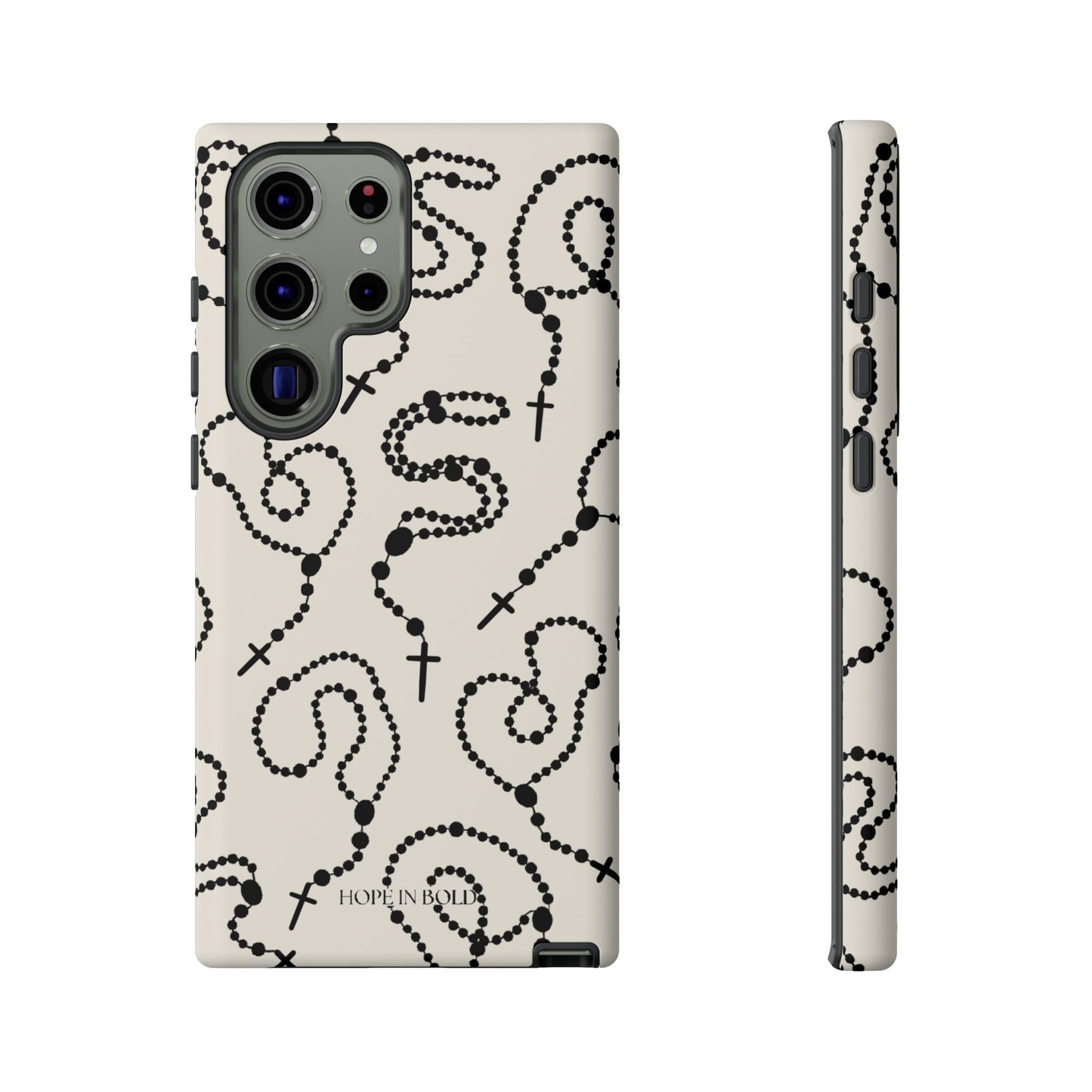 Rosary Phone Case in Ecru/Black