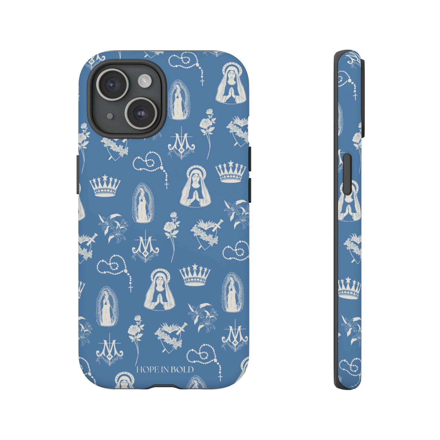 Virgin Mary Toile Phone Case in Sky/Ecru
