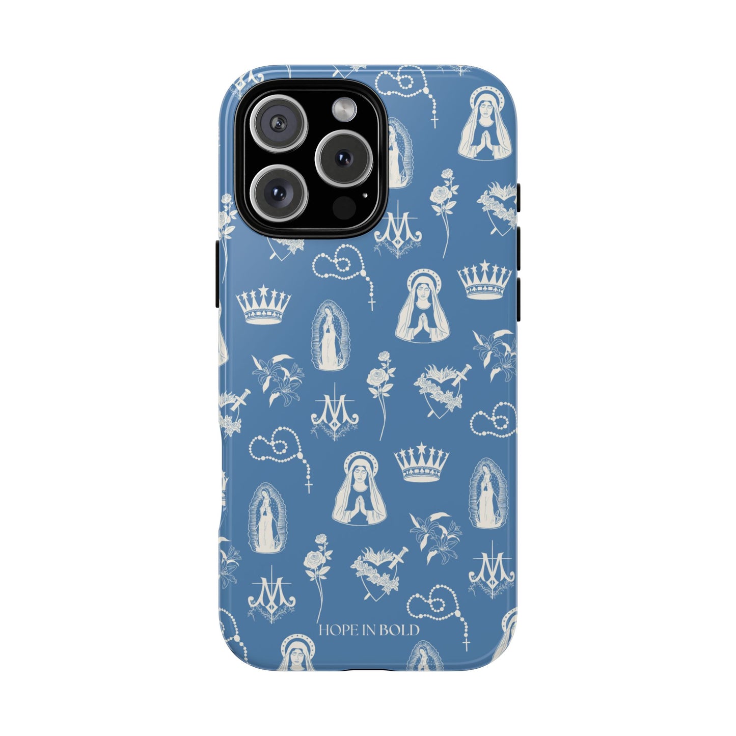Virgin Mary Toile Phone Case in Sky/Ecru