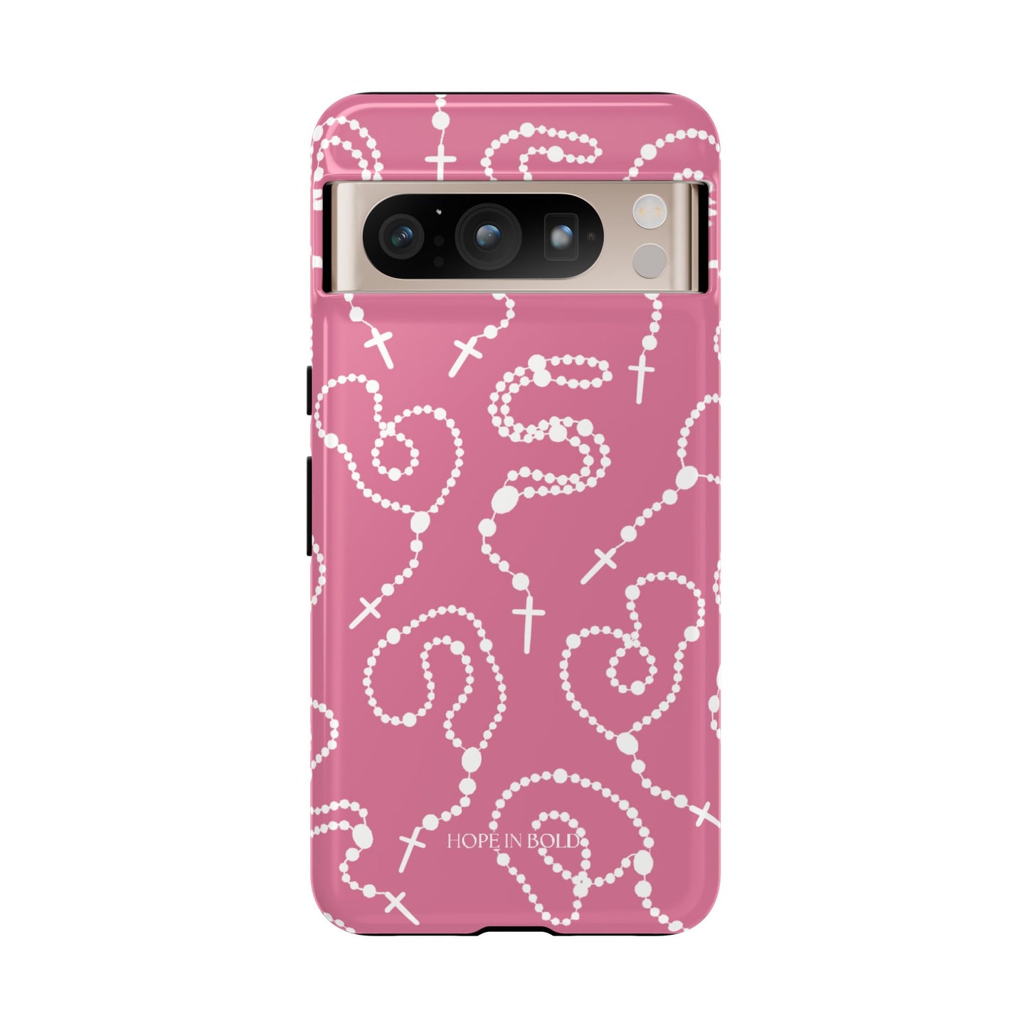 Rosary Phone Case in Pink/Ecru
