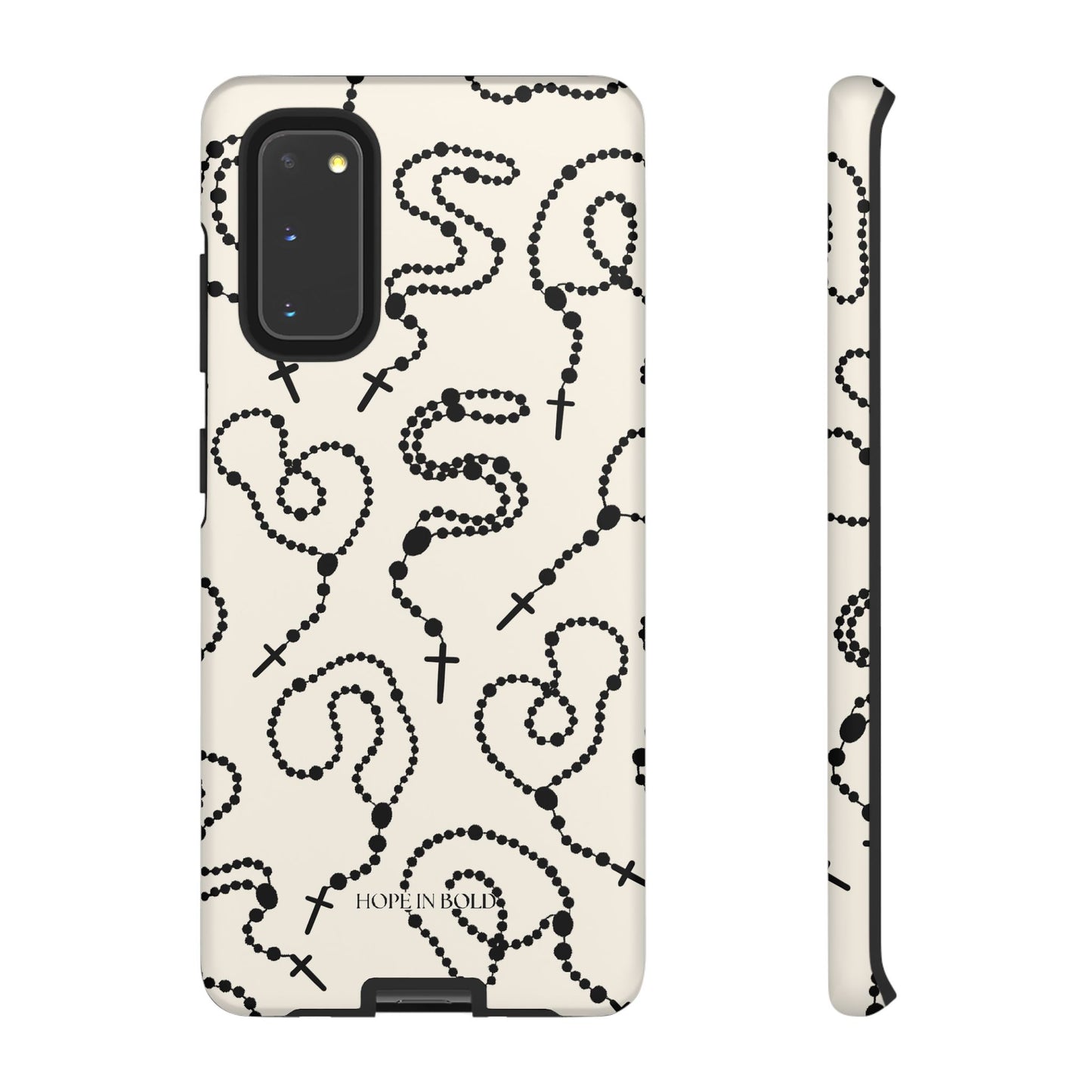 Rosary Phone Case in Ecru/Black