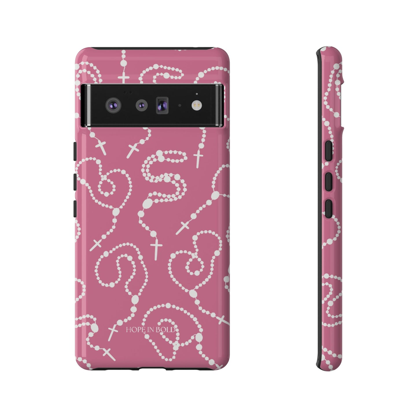 Rosary Phone Case in Pink/Ecru