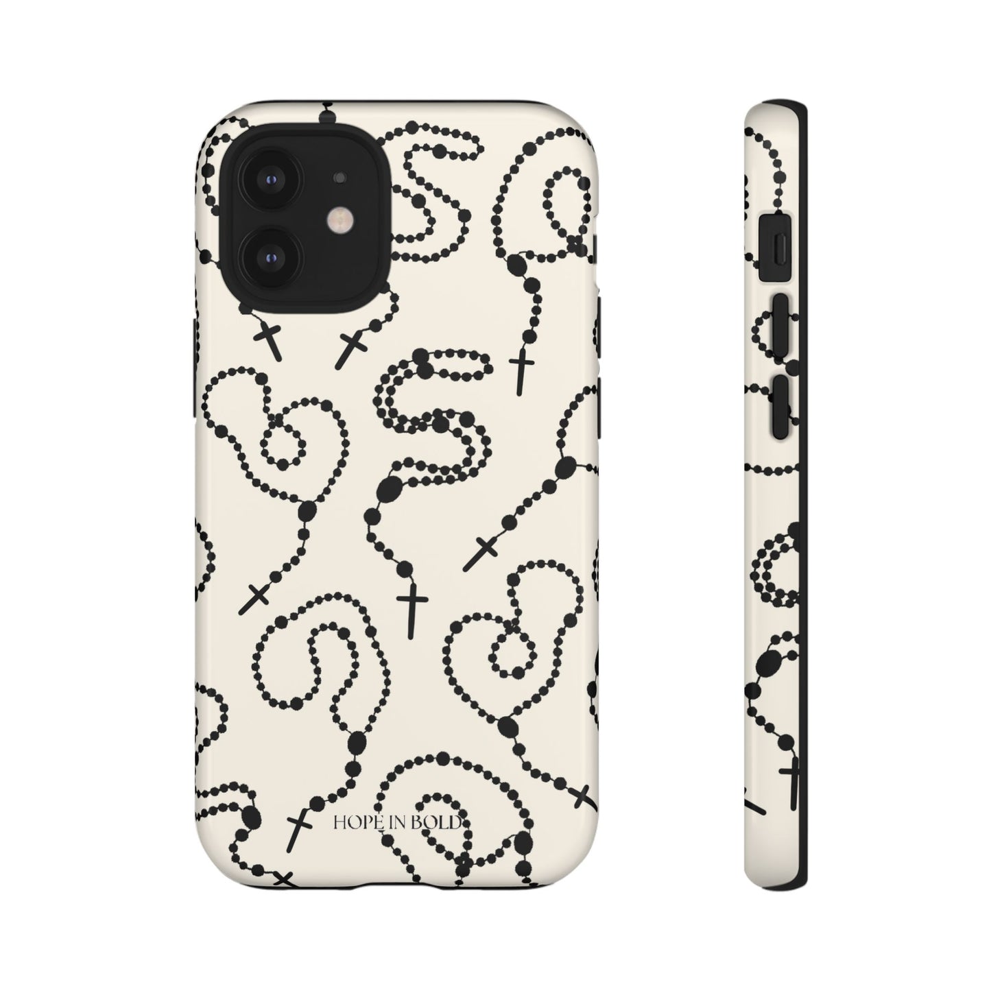 Rosary Phone Case in Ecru/Black