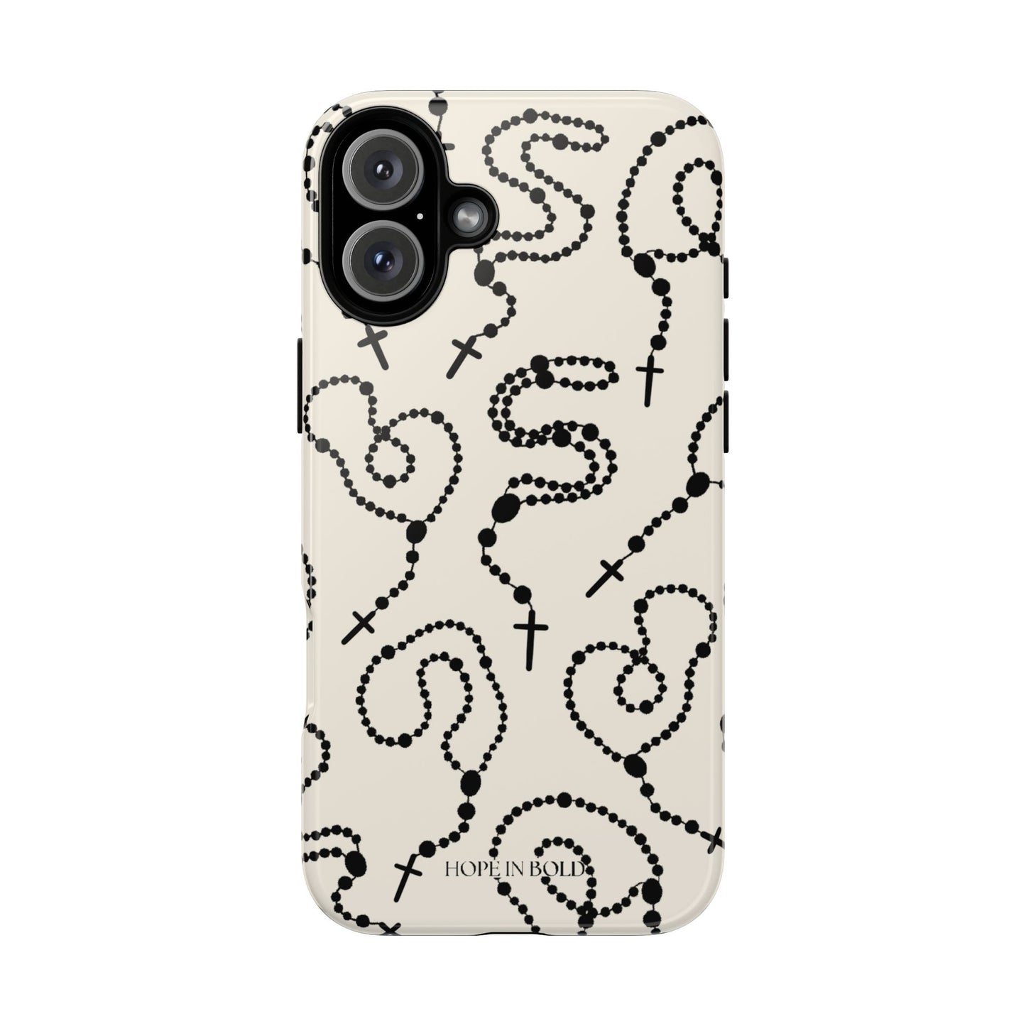 Rosary Phone Case in Ecru/Black