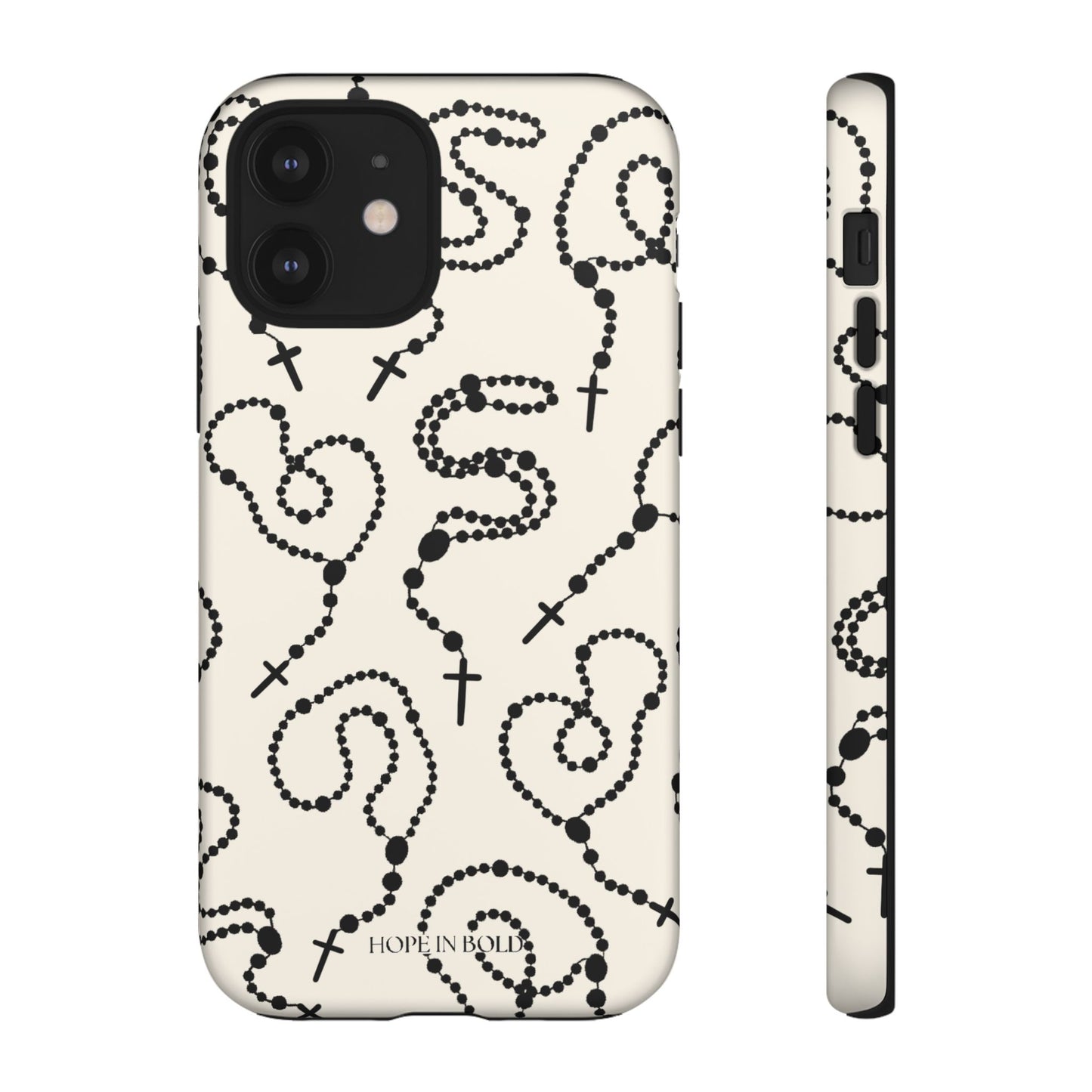 Rosary Phone Case in Ecru/Black