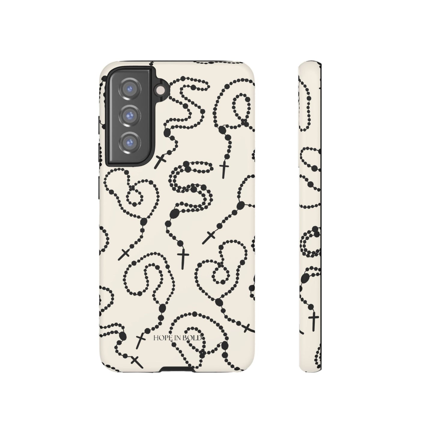 Rosary Phone Case in Ecru/Black
