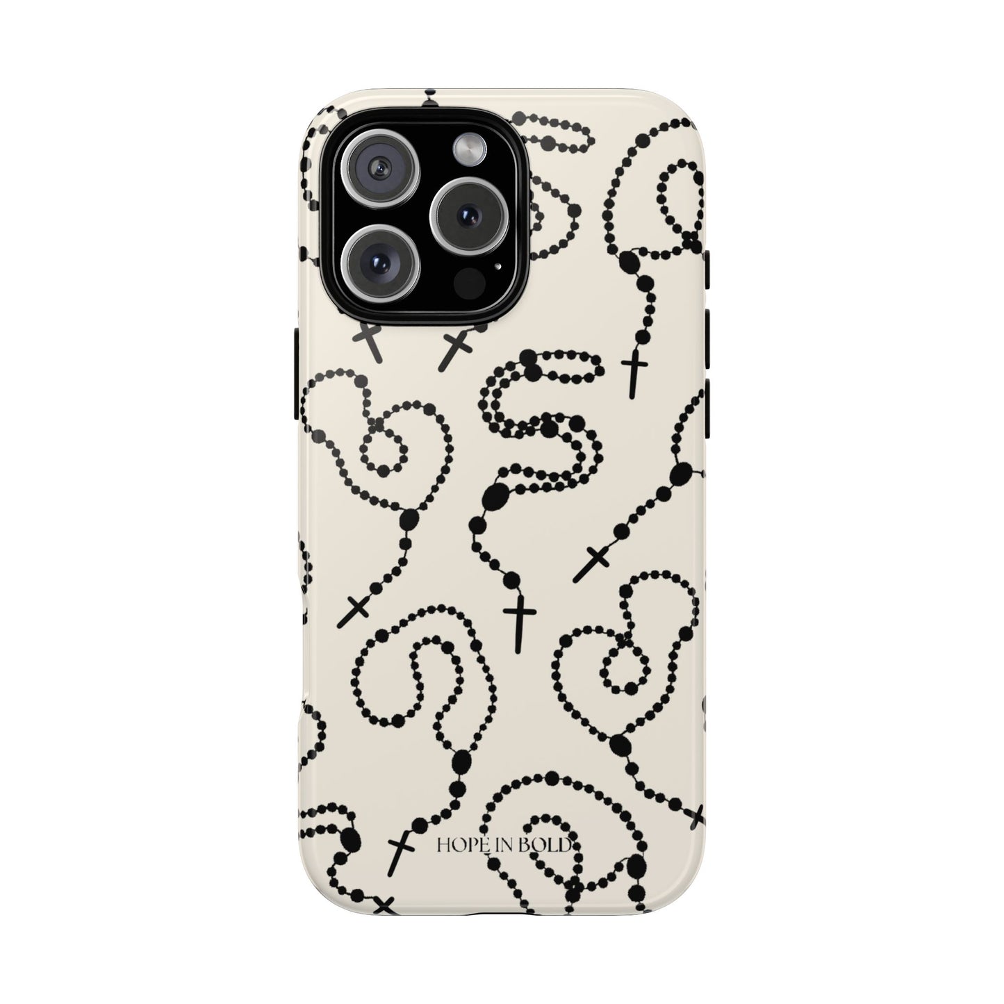 Rosary Phone Case in Ecru/Black