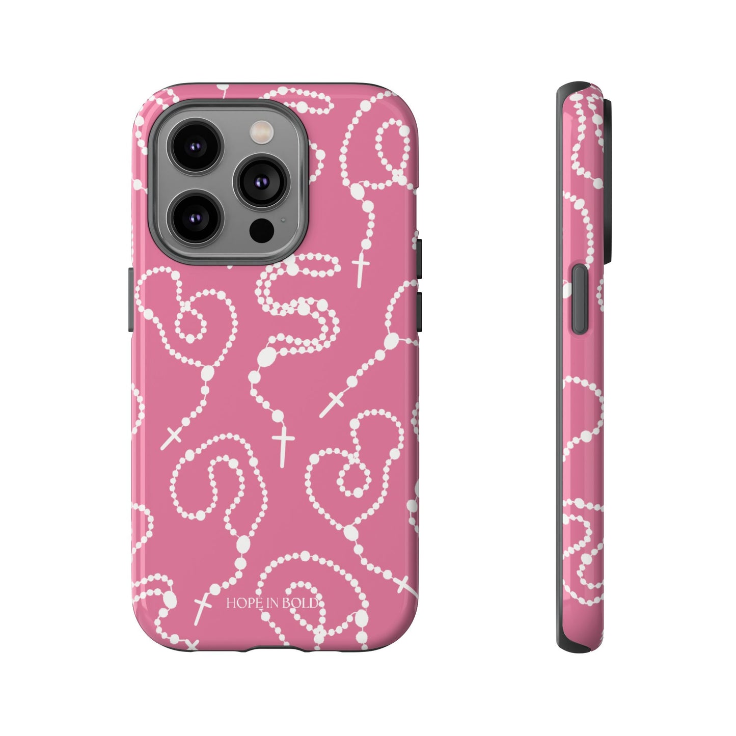 Rosary Phone Case in Pink/Ecru