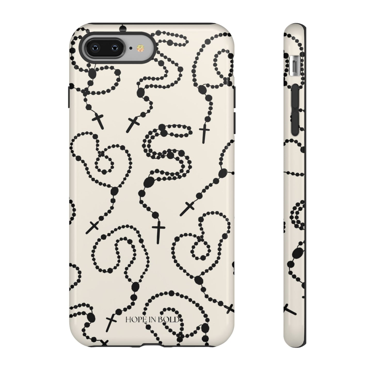 Rosary Phone Case in Ecru/Black
