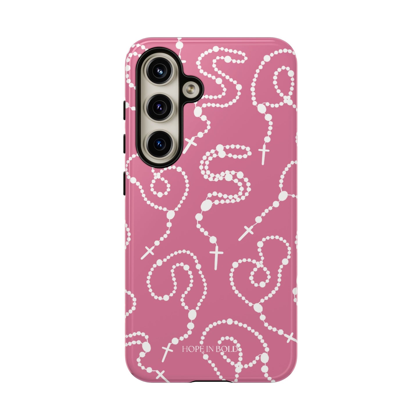 Rosary Phone Case in Pink/Ecru