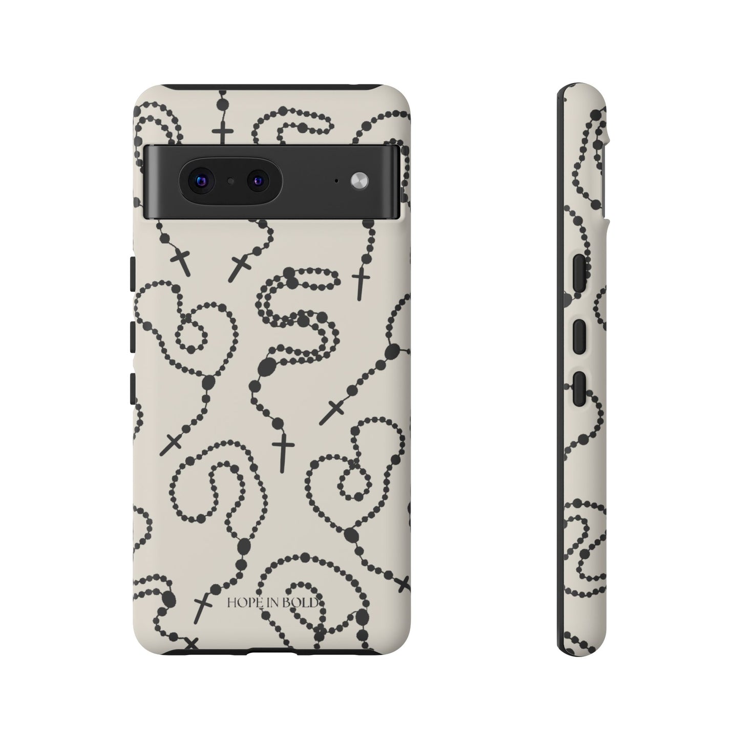 Rosary Phone Case in Ecru/Black