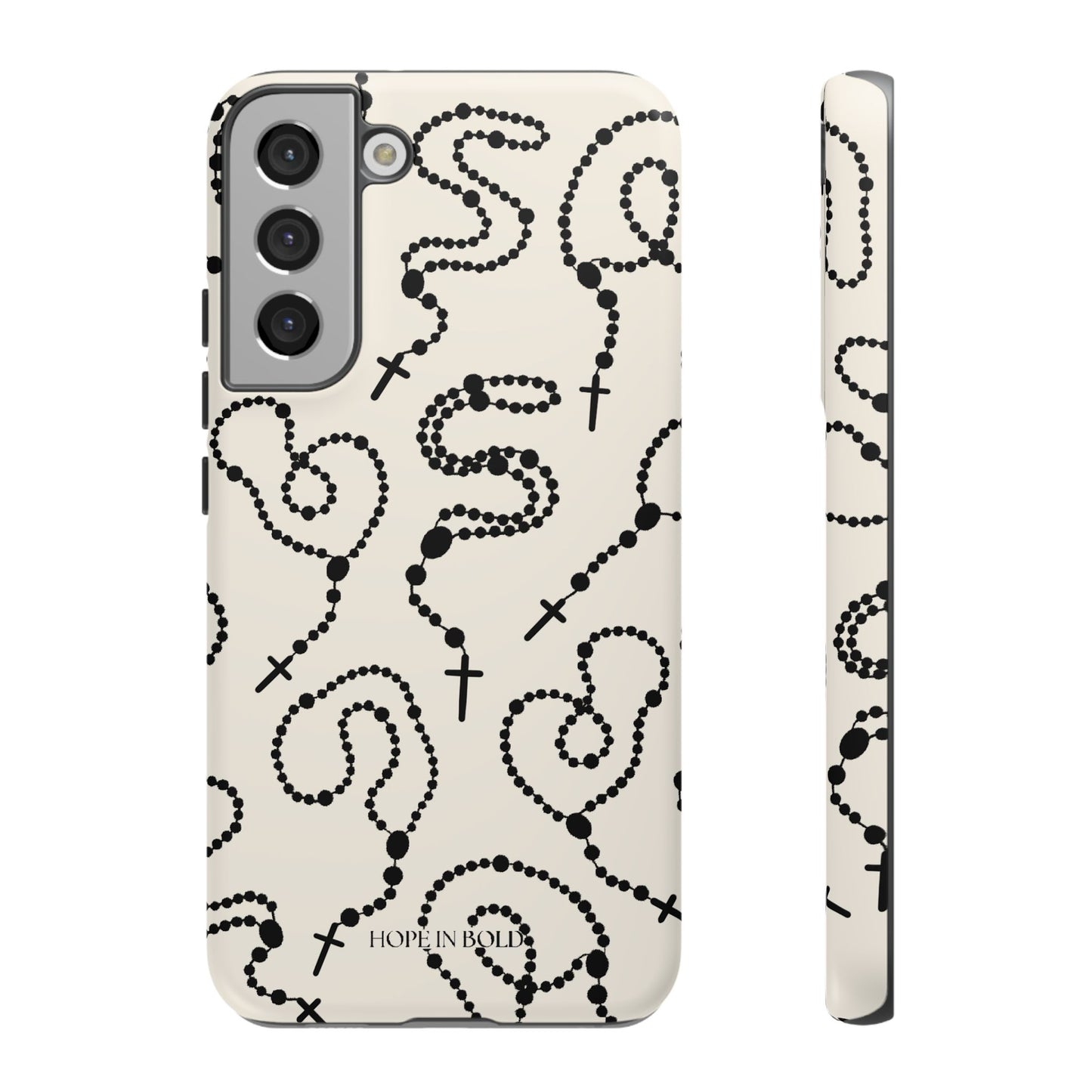 Rosary Phone Case in Ecru/Black