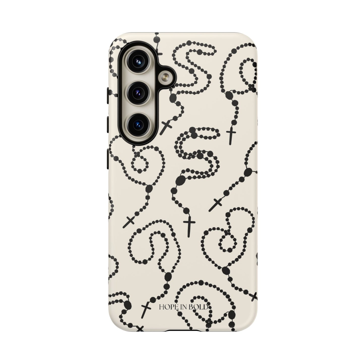 Rosary Phone Case in Ecru/Black