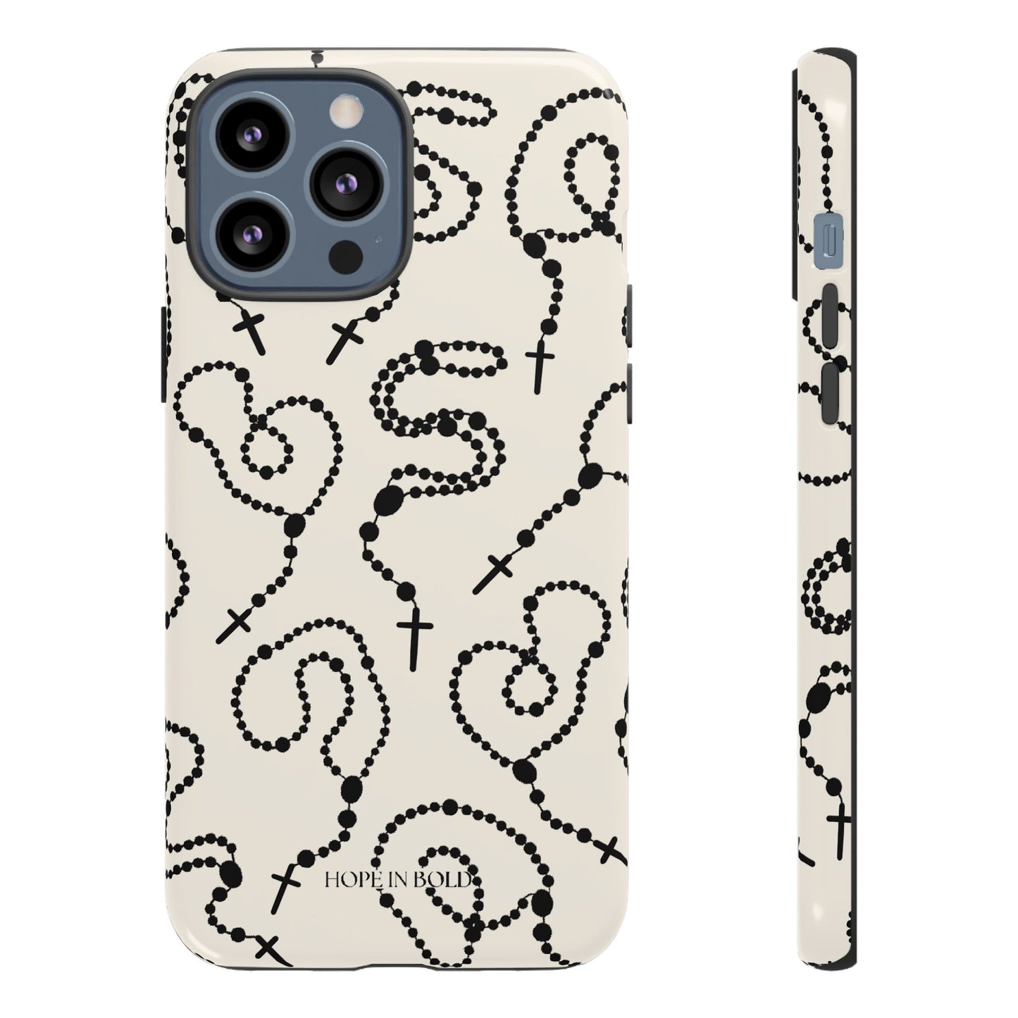 Rosary Phone Case in Ecru/Black