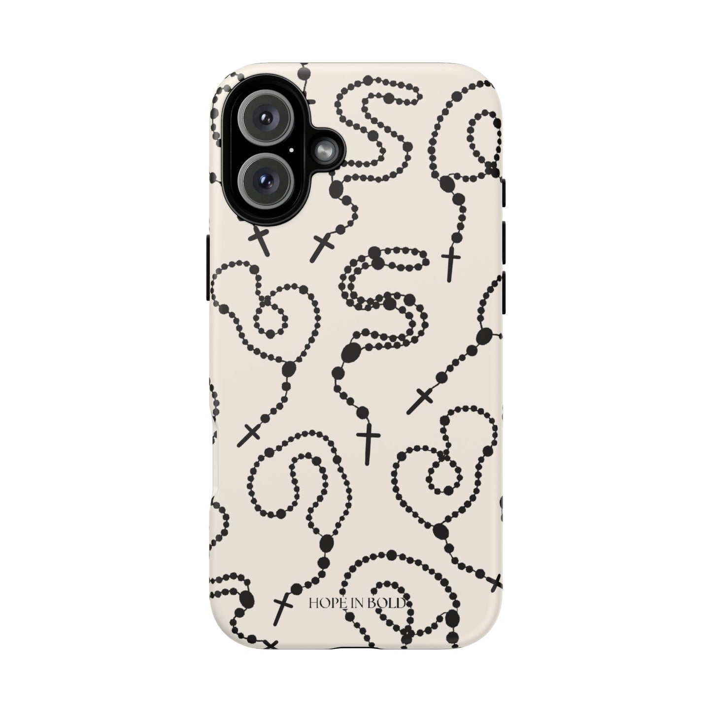Rosary Phone Case in Ecru/Black