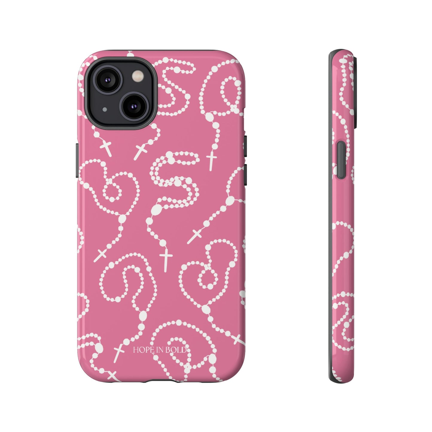 Rosary Phone Case in Pink/Ecru
