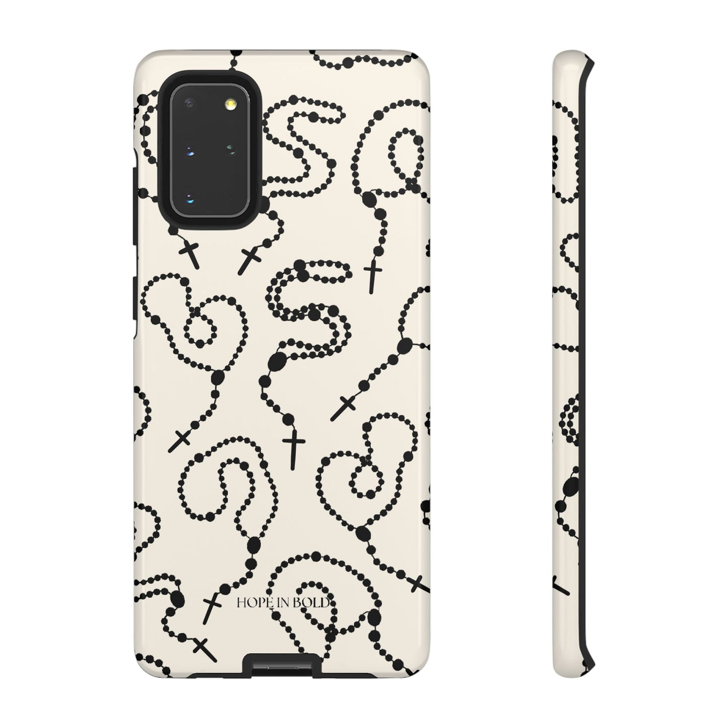 Rosary Phone Case in Ecru/Black
