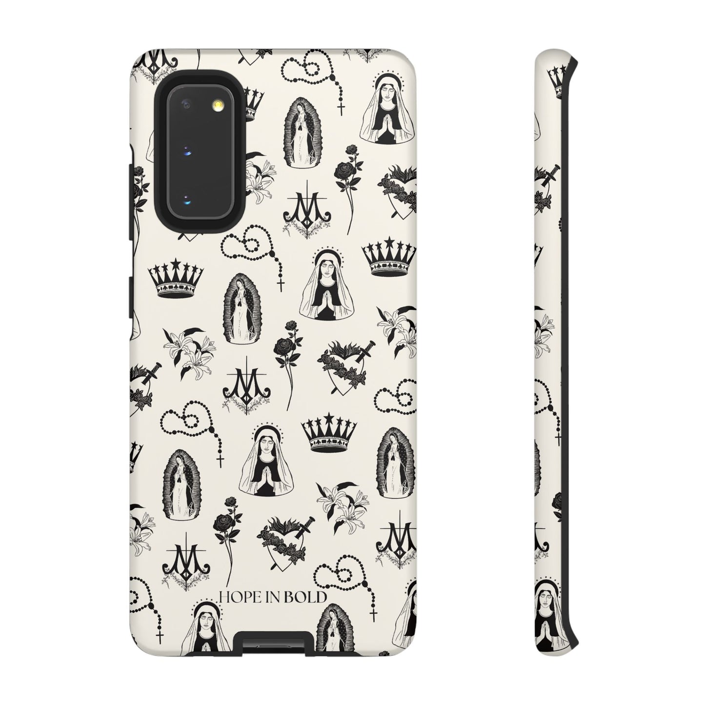 Virgin Mary Toile Phone Case in Ecru/Black