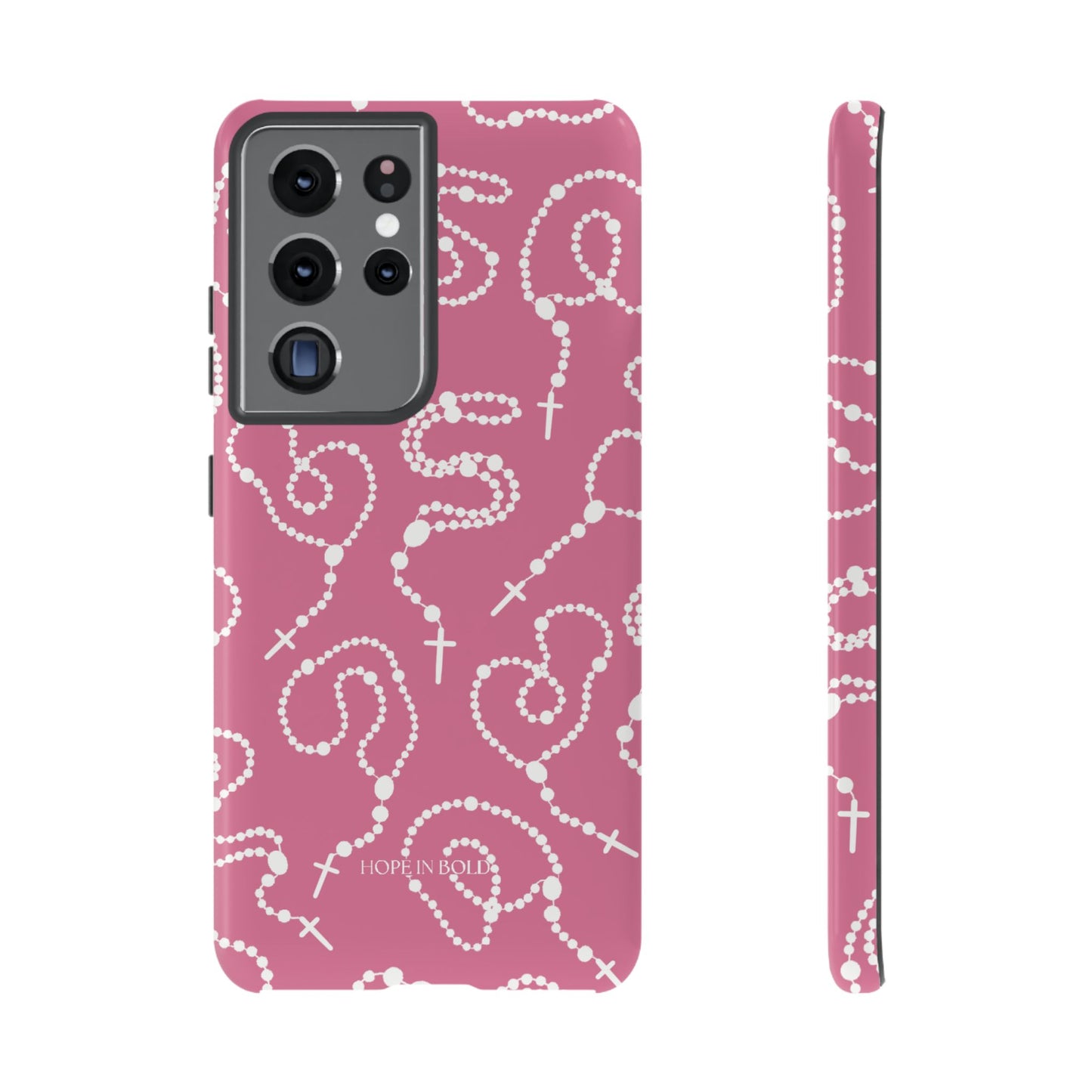 Rosary Phone Case in Pink/Ecru