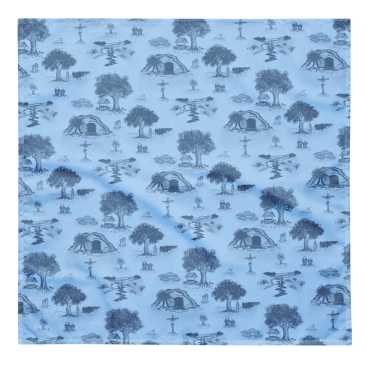 Jesus Toile Scarf in Sky