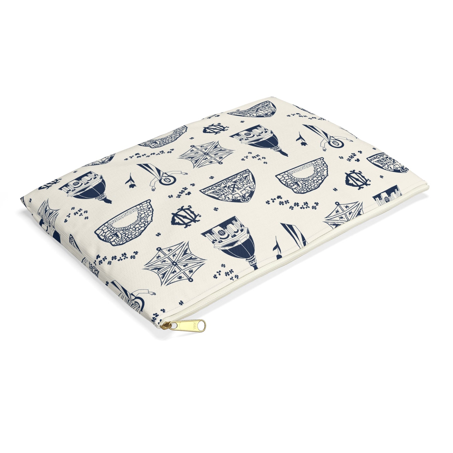 South Bend Toile Accessory Pouch in Ecru/Navy