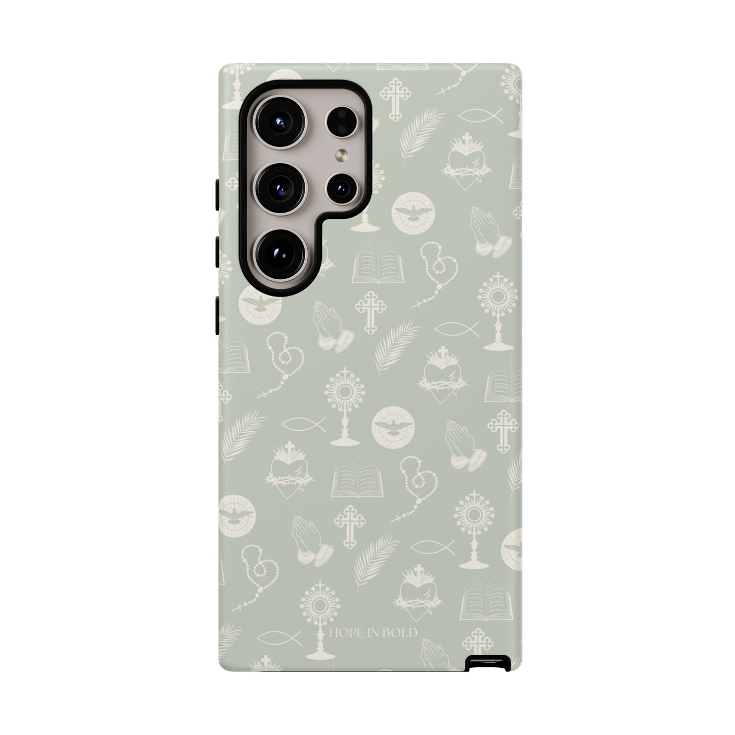 Catholic Toile Phone Case in Sage/Ecru