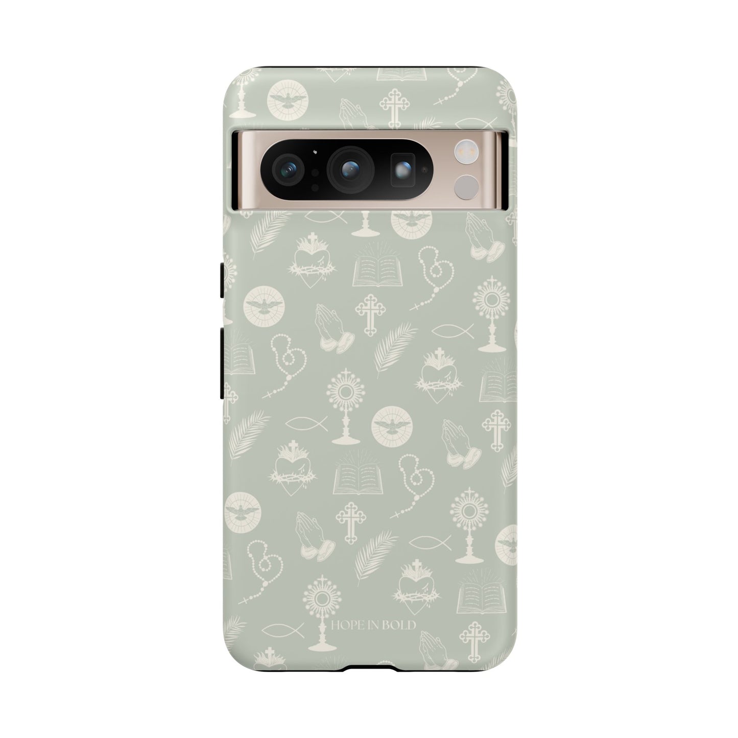 Catholic Toile Phone Case in Sage/Ecru