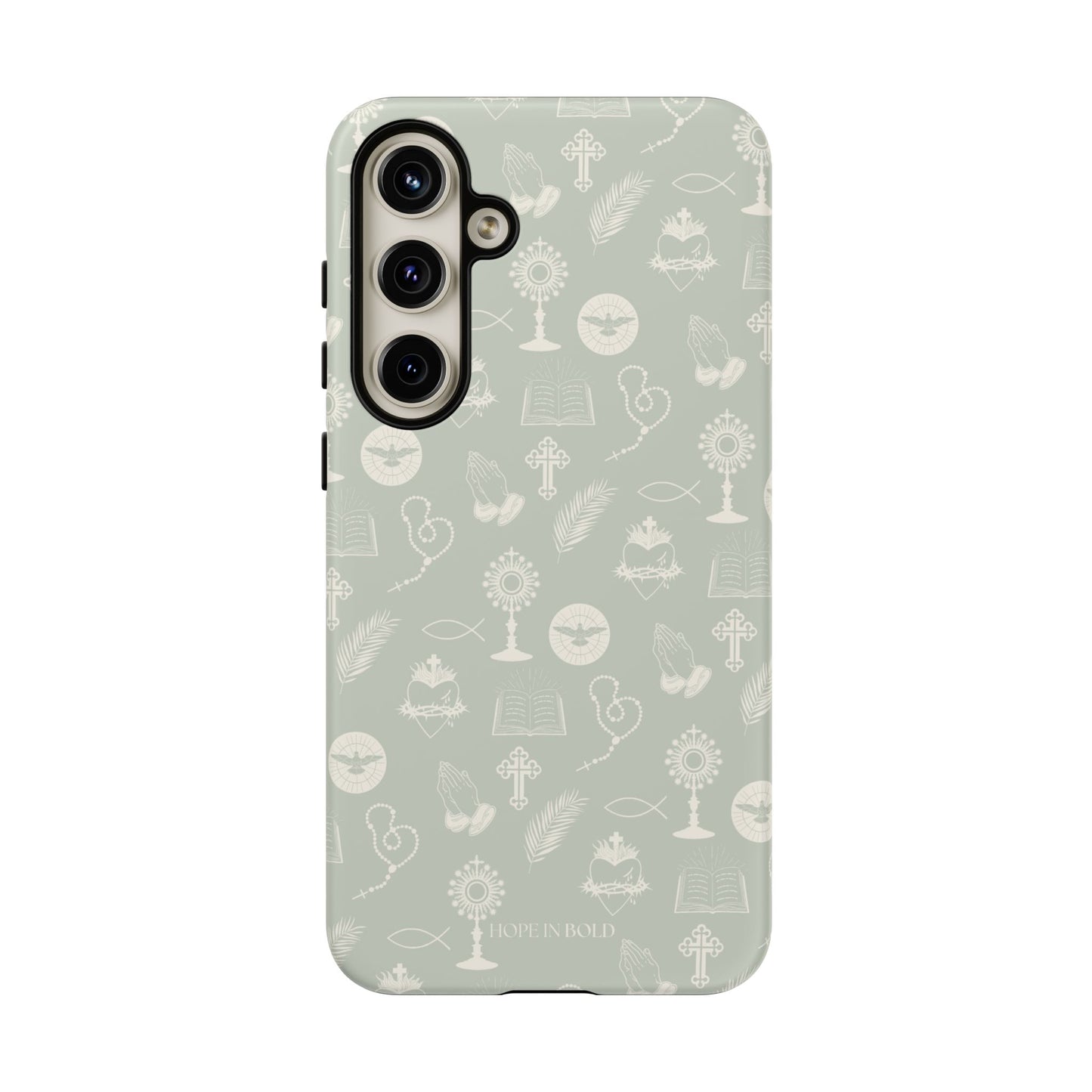 Catholic Toile Phone Case in Sage/Ecru