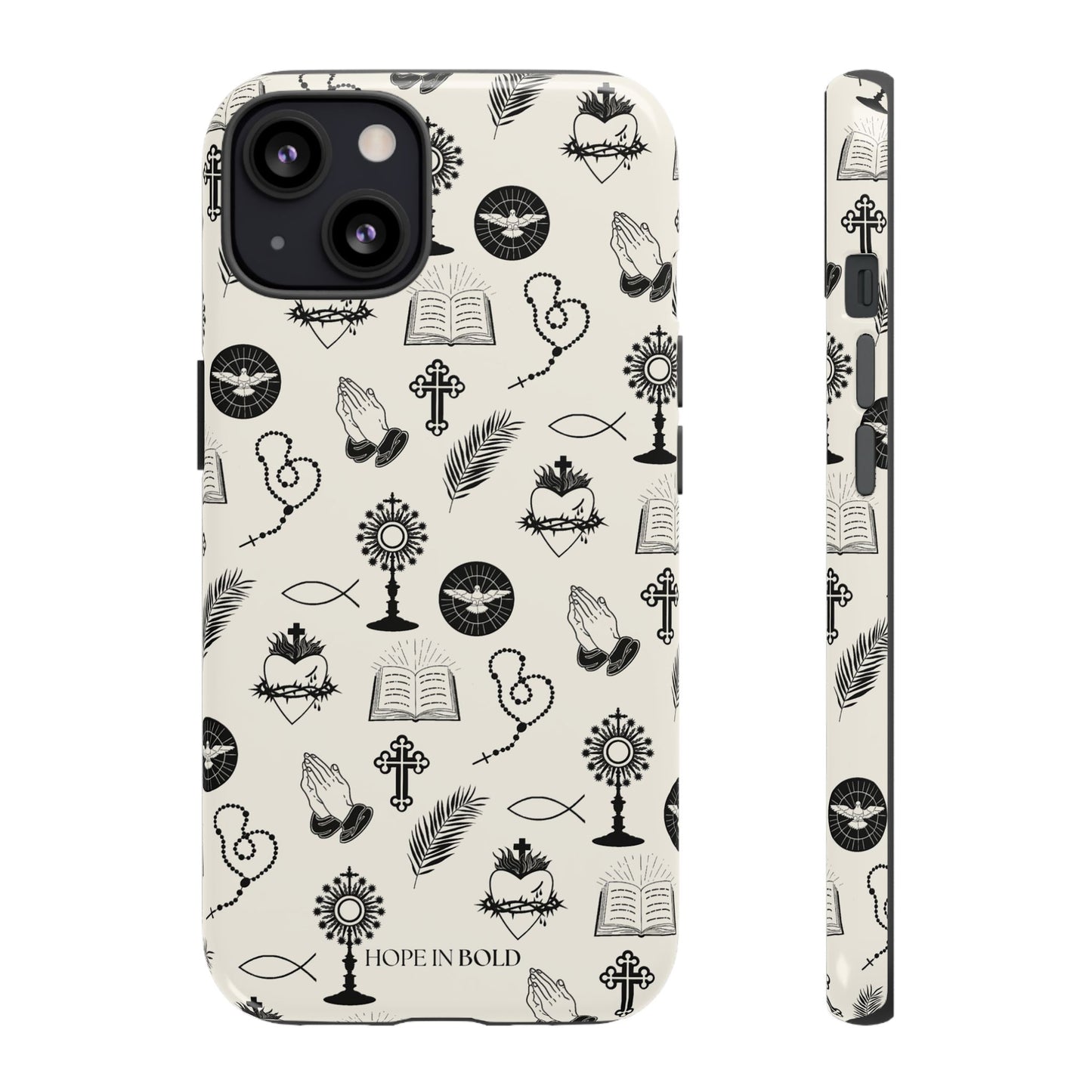 Catholic Toile Phone Case in Ecru/Black